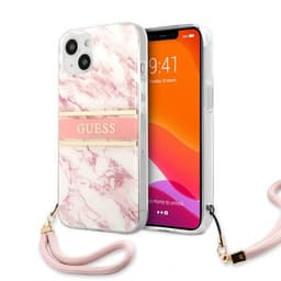 Guess iPhone 13 Mini Cover Marble Design Stripe Lyserød