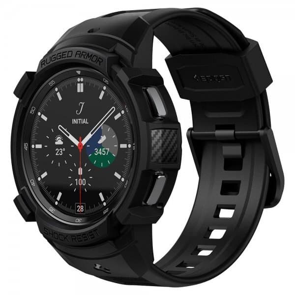 Spigen Samsung Galaxy Watch 4 Classic 46mm Skal med armband Rugged Armor Pro Svart