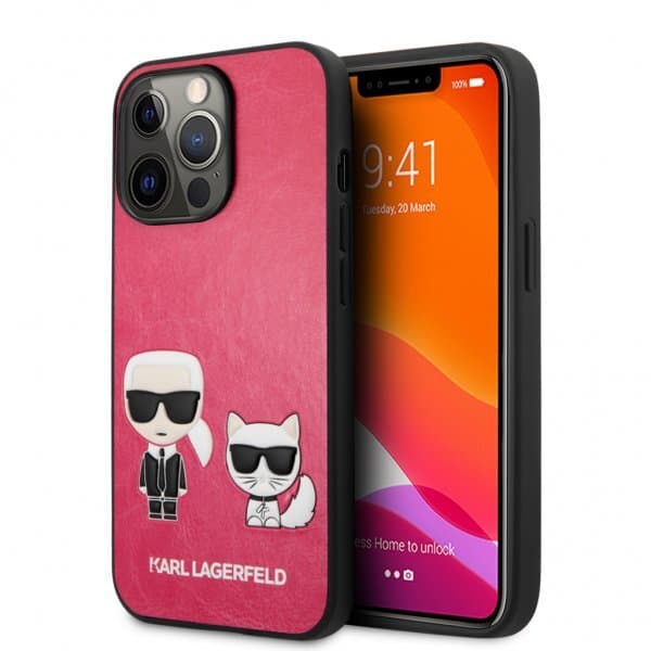 Karl Lagerfeld iPhone 13 Pro Skal Karl & Choupette Embossed Fuschia