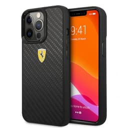 Ferrari iPhone 13 Pro Kuori Real Carbon Metal Logo Musta