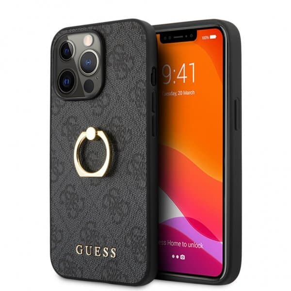 Guess iPhone 13 Pro Cover Ring Stand Grå
