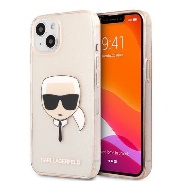 Karl Lagerfeld iPhone 13 Skal Full Glitter Guld