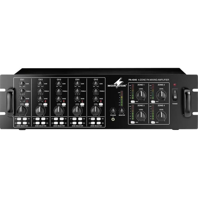 Monacor PA-4040 ELA-forstærkere 40 W 4-zoner