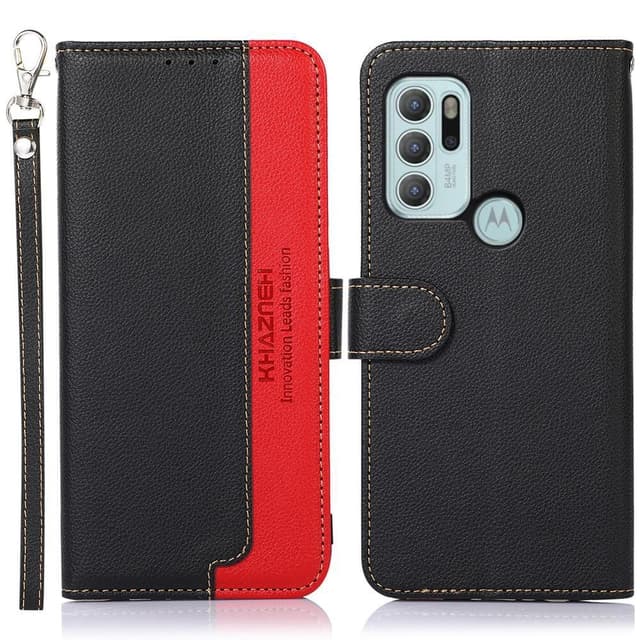 KHAZNEH Motorola Moto G60s Plånboksfodral - Svart/Röd