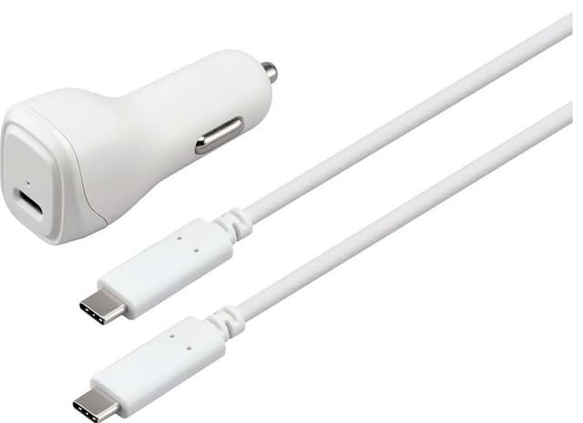 Sandstrøm USB-C till USB-C billaddare