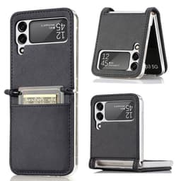 Læder cover med kortplads Samsung Galaxy Z Flip 3  - sort