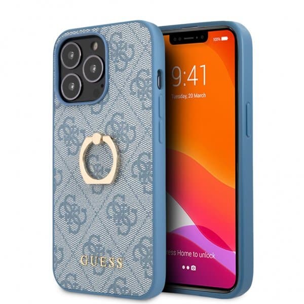 Guess iPhone 13 Pro Skal Ring Stand Blå