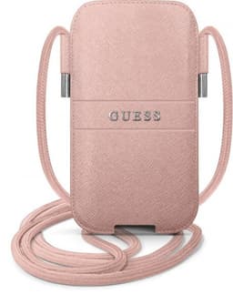 Guess Pouch Saffiano Large Lyserød