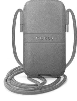 Guess Pouch Saffiano Medium Grå