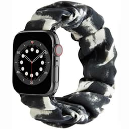 Scrunchie elastinen rannekoru Apple Watch 6 (44mm) - Tummanharmaa/valk