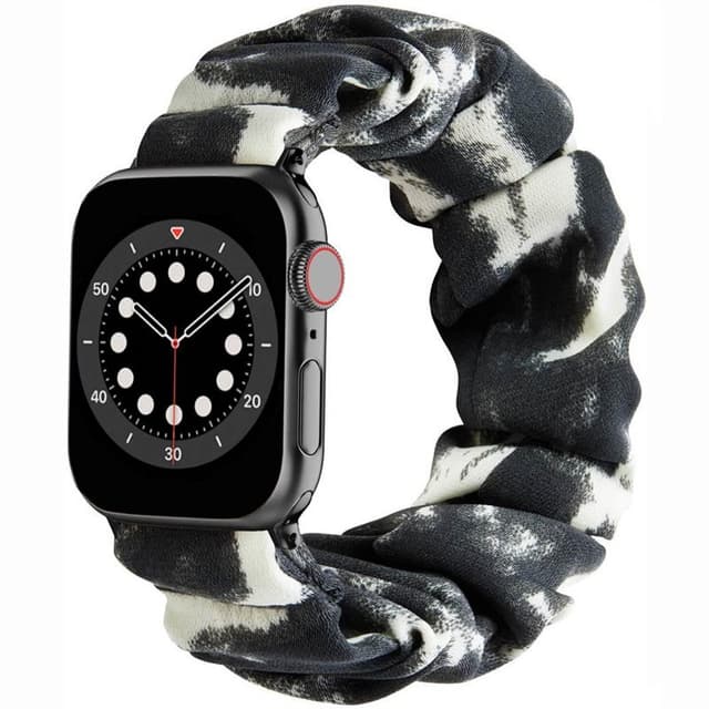 Scrunchie elastinen rannekoru Apple Watch 6 (44mm) - Tummanharmaa/valk