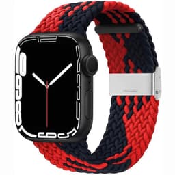 Flettet Elastik Armbånd Apple Watch 7 (45mm) - redblack