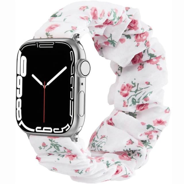 Scrunchie Elastiskt Armband Apple Watch 7 (45mm) - Flower