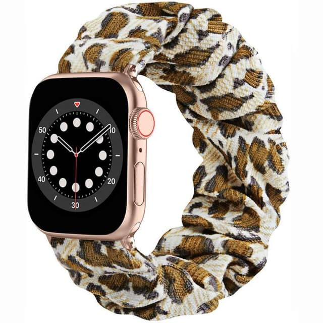 Scrunchie Elastisk armbånd Apple Watch 6 (40mm) - Leopard Gul