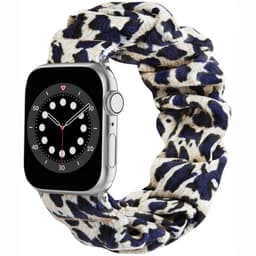 Scrunchie elastinen rannekoru Apple Watch 6 (44mm) - Leopardi Sininen