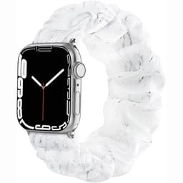 Scrunchie Elastic Armbånd Apple Watch 7 (45mm) - Marmor Hvid