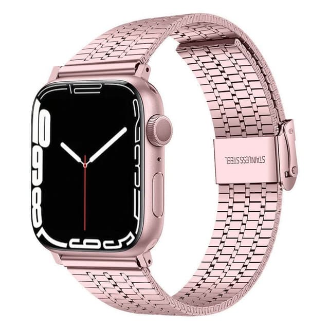 Mesh Armbånd rustfrit stål Apple Watch 7 (45mm) - Lyserød