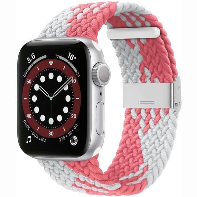 Flätat Elastiskt Armband Apple watch 6 (44mm) - Pink white