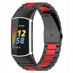 Armbånd rustfritt stål Fitbit Charge 5 - Svart/rød