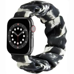 Scrunchie elastinen rannekoru Apple Watch 6 (40mm) - Mustavalkoinen