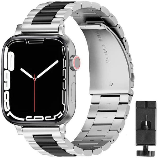 Armbånd Rustfritt stål Apple Watch 7 (45mm) - Sølv/Sort