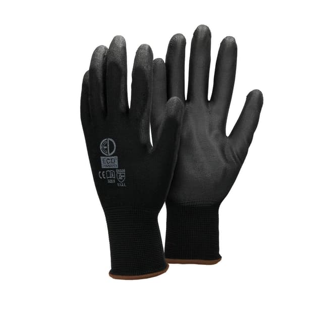 ECD Germany 24 par PU arbetshandskar, storlek 9-L, färg Black, mekanik handskar,