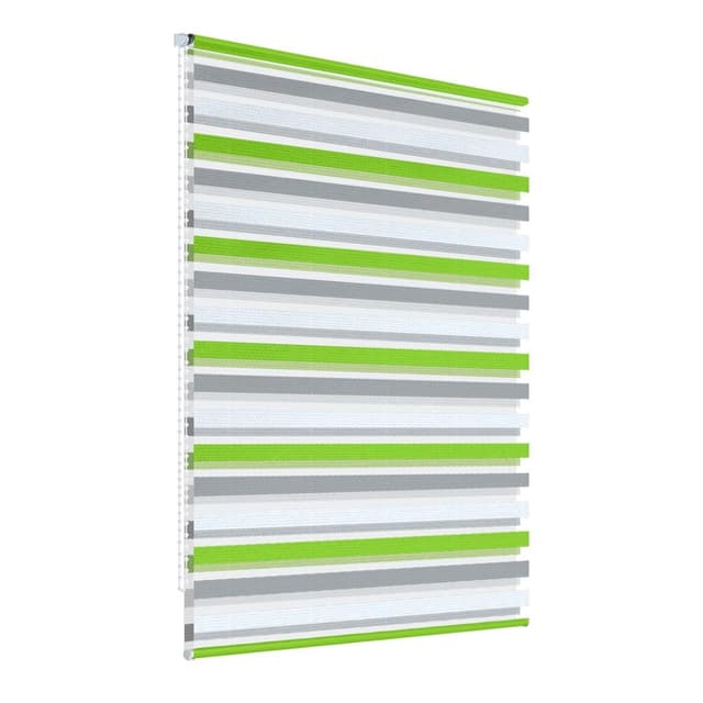 ECD Germany dubbel rullgardin 60 x 150 cm - grön-grå-vit - Klemmfix - dubbel