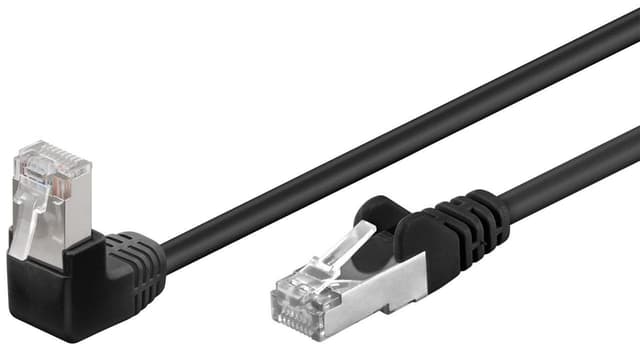 Netværkskabel CAT 5e vinklet 1x 90°, F/UTP, sort, 5 m