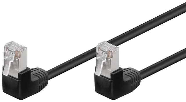 Goobay Netværkskabel CAT 5e vinklet 2x 90°, F/UTP, sort, 2 m