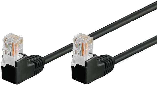 Goobay Netværkskabel CAT 5e vinklet 2x 90°, U/UTP, sort, 0,5 m