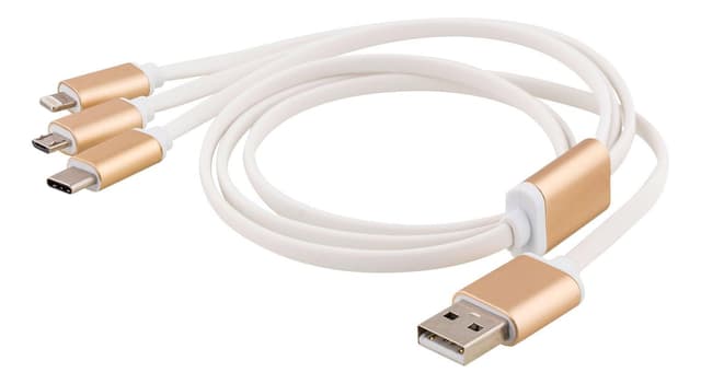 Multi-Charger, USB-C, Lightning, Micro USB, USB-A, 1m, white