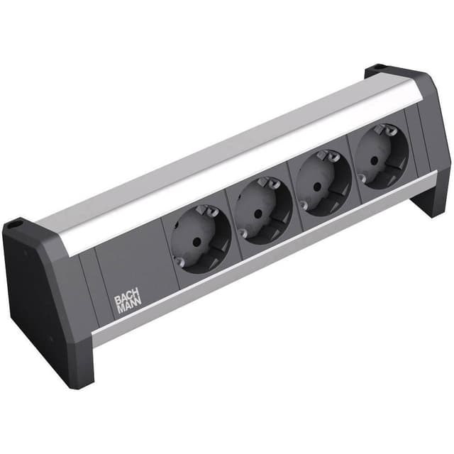 Bachmann 339.1000 Stikdåseliste 4x Sort, Aluminium Stik