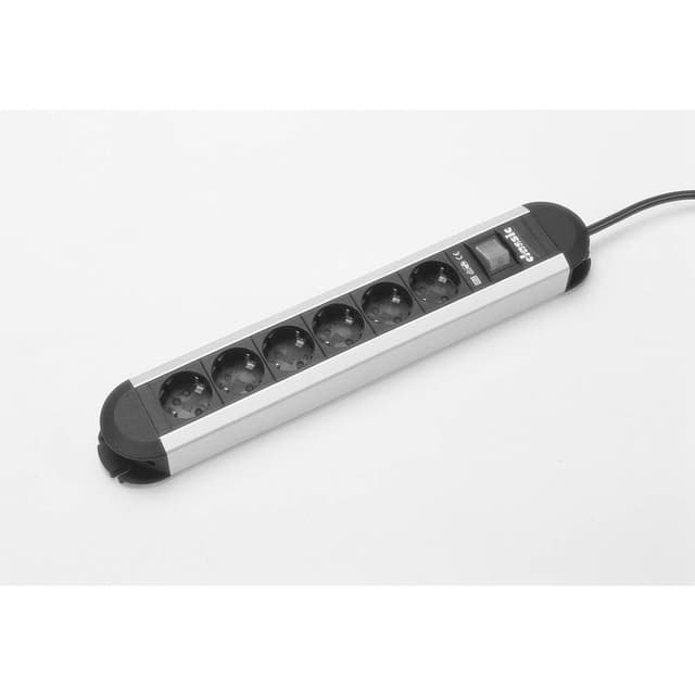 Bachmann 330071 Stikdåse med afbryder 6x Aluminium, Sort Stik med jordkontakt 1 stk