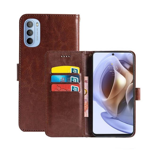 Lompakkokotelo 3-kortti Motorola Moto G31  - ruskea