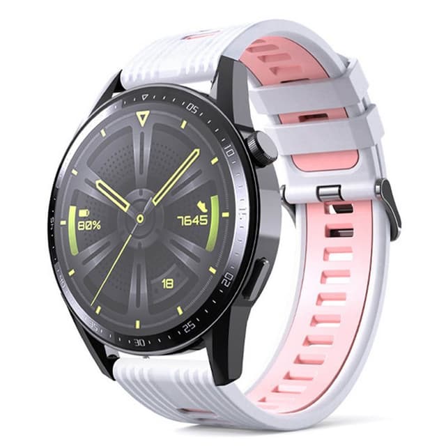 Twin RIB Armbånd Huawei Watch GT3 (46mm) - Hvid/lyserød