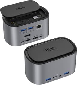 NÖRDIC 1 til 13 USB C Docking Station med SSD SATA Tripple Monitor RJ45 GIGA 4X USB A 3.1 og 1X USBC 3.1