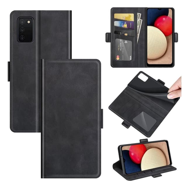 SKALO Samsung A02s / A03s Premium Wallet Lompakkokotelo - Musta