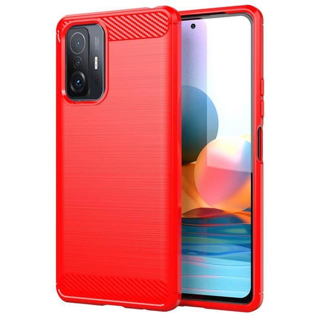 SKALO Xiaomi 11T/11T Pro Armor Carbon Stødsikker TPU-cover - Rød