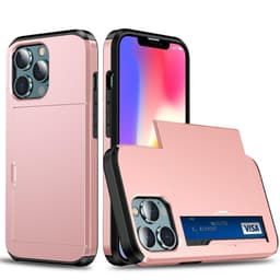 SKALO iPhone 13 Armor Suojakuori korttikotelo - Ruusukulta