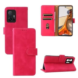 SKALO Xiaomi 11T/11T Pro Matt PU-Läder Plånboksfodral - Cerise