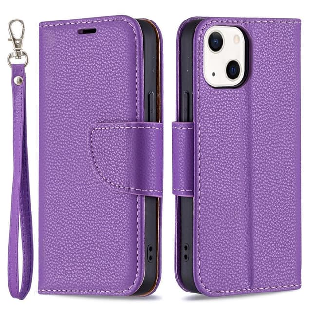 SKALO iPhone 13 Mini Premium Litchi Lompakkokotelo - Violetti