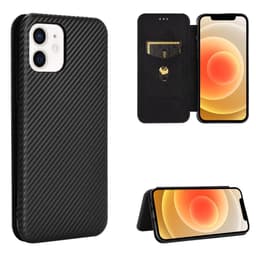 SKALO iPhone 13 Mini Carbon Fiber Lompakkokotelo - Musta