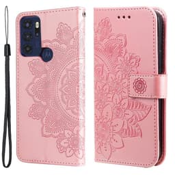 SKALO Moto G60S Mandala lompakkokotelo - Pinkki