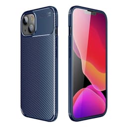 SKALO iPhone 13 Mini Carbon Fiber TPU-suojakuori - Sininen