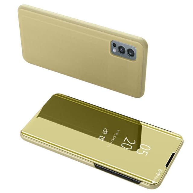 SKALO OnePlus Nord 2 Clear View Mirror Lompakko - Kulta