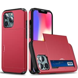 SKALO iPhone 13 Pro Armor Suojakuori korttikotelo - Punainen