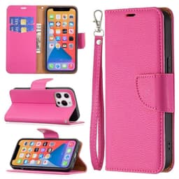 SKALO iPhone 13 Pro Premium Litchi Lompakkokotelo - Cerise