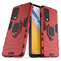 SKALO OnePlus Nord 2 Armor Hybridi metallirengas kuori - Punainen