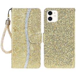 SKALO iPhone 13 Glitter design Plånboksfodral - Guld