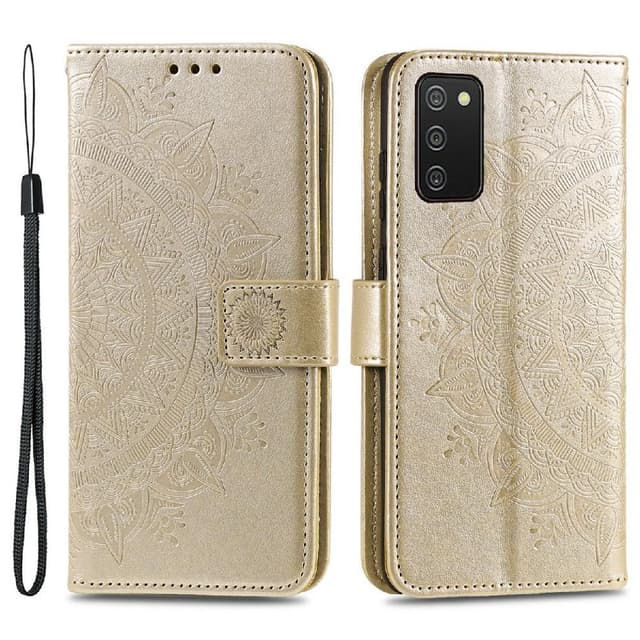 SKALO Samsung A02s / A03s Mandala lompakkokotelo - Kulta